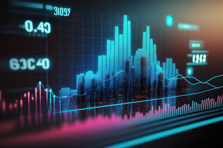 Business digital graph chart in stock trade market. Growth investment. Generative AIの素材