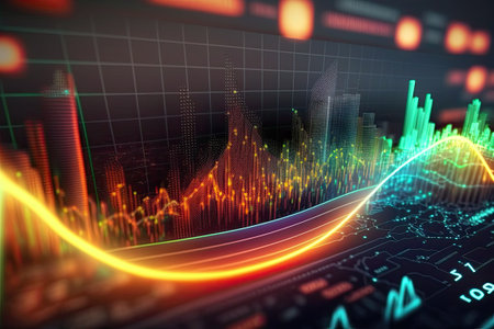 Business digital graph chart in stock trade market. Growth investment. Generative AIの素材