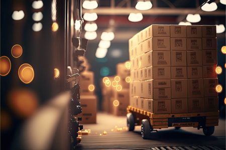 Robot or cybrog working in warehouse. Future Innovation. Generative AIの素材