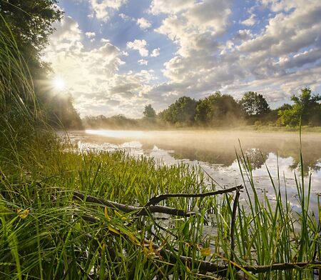Awesome dawn in Pskov regionの写真素材