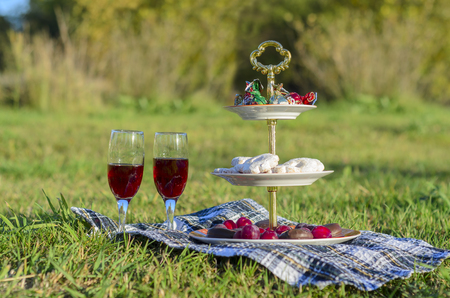 A romantic picnic in the countrysideの写真素材