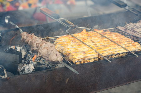 Shish kebab on skewers. Meat pork. Turkeyの写真素材