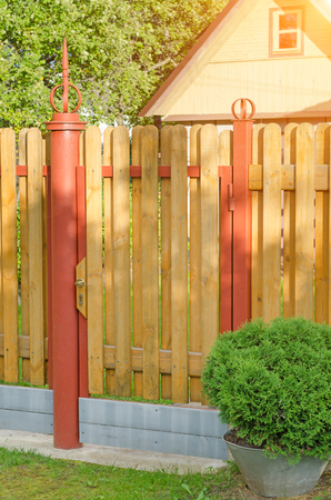 brick and mettal fenceの写真素材