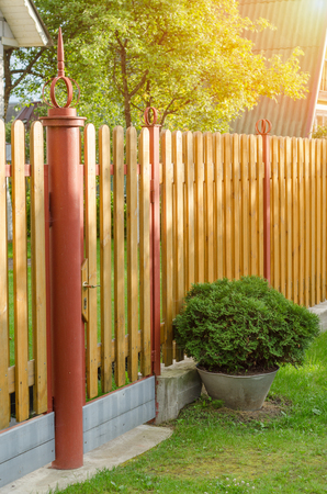 brick and mettal fenceの写真素材