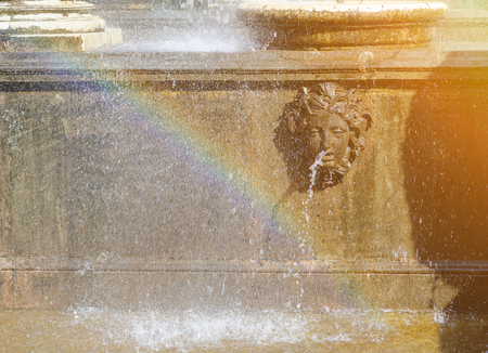 A fragment of the fountain Lion cascade of Peterhof, St. Petersburg, Russiaの写真素材