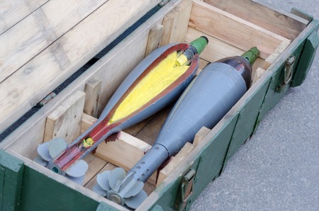 Anti tank rocket-propelled grenades into boxes in a munition producing factory.