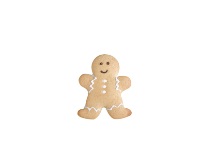Happy white gingerbread people isolated. Top view.の写真素材