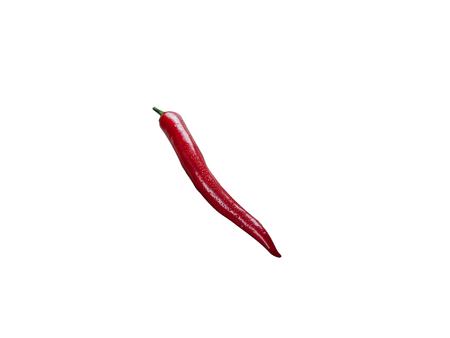 Red chilli isolated. Top view photo. Closeupの写真素材