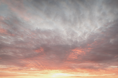 Fiery sky. Beautiful orange sunset sky backgroundの写真素材