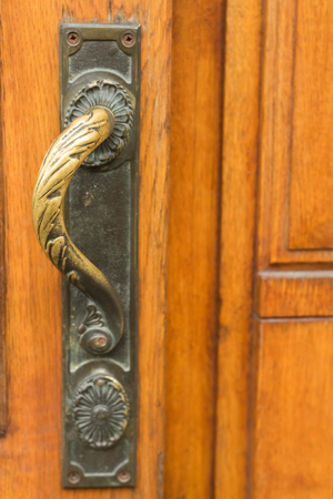 Antique vintage brown wooden door close upの写真素材