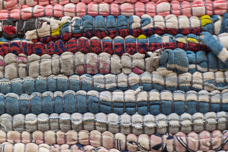 natural wool fabric with colorful hand made.の写真素材