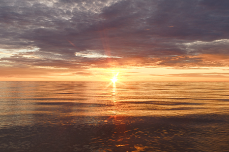 Majestic summer sunset over the Chudskoy lake. Estonia.の写真素材