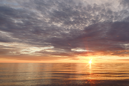 Majestic summer sunset over the Chudskoy lake. Estonia.の写真素材