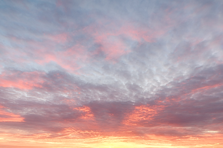 Fiery sky. Beautiful orange sunset sky backgroundの写真素材