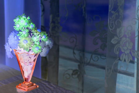 Composition of flowers, dried apricots and cookies. invertedの写真素材