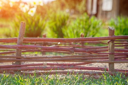 Original decor garden plot with red twigs.の写真素材