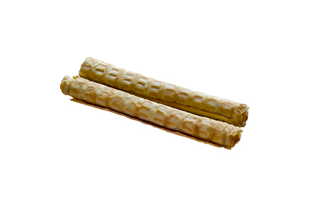 Wafer rolls filled with condensed milk. Russian dish.の写真素材