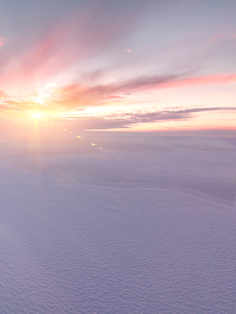 Majestic winter sunset over the Chudskoy lake. Estonia.の写真素材
