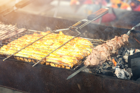 Shish kebab on skewers. Meat pork. Turkeyの写真素材
