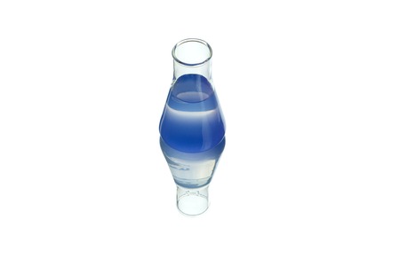 Test-tube with blue liquid isolated on white.の写真素材