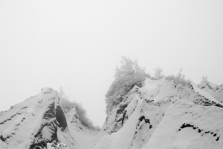 Dramatic Mountain Landscape, Black and White Image.の写真素材