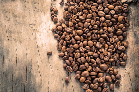 Coffee on grunge wooden background. Top viewの写真素材