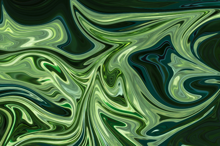 Liquify Abstract Pattern With DarkGreen, ForestGreen And OliveDrab Graphics Color Art Form. Digital Background With Liquifying Flowの写真素材