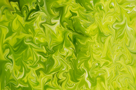 Liquify Abstract Pattern With Lime, Chartreuse, Green And Yellow Graphics Color Art Form. Digital Background With Liquifying Flowの写真素材