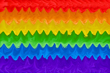 Motion blurred picture of a gay rainbow flag during pride parade. Concept of LGBT rightsの写真素材