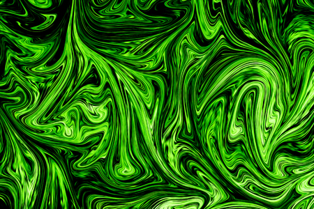 Liquify Abstract Pattern With UFO Green And Black Graphics Color Art Form. Digital Background With Liquifying Poisonous UFO Green Flowの写真素材