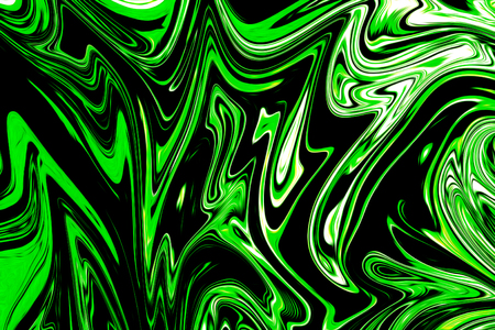 Liquify Abstract Pattern With UFO Green And Black Graphics Color Art Form. Digital Background With Liquifying Poisonous UFO Green Flowの写真素材