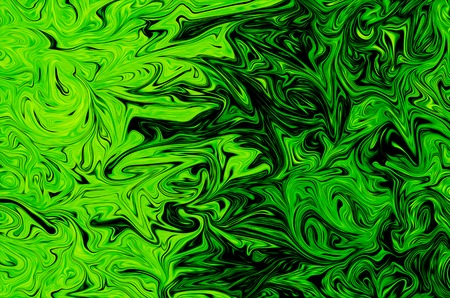 Liquify Abstract Pattern With UFO Green And Black Graphics Color Art Form. Digital Background With Liquifying Poisonous UFO Green Flowの写真素材