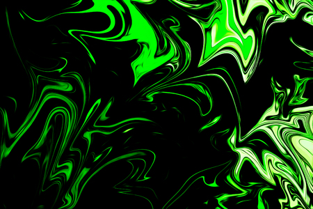 Liquify Abstract Pattern With UFO Green And Black Graphics Color Art Form. Digital Background With Liquifying Poisonous UFO Green Flowの写真素材