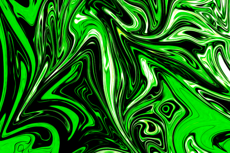 Liquify Abstract Pattern With UFO Green And Black Graphics Color Art Form. Digital Background With Liquifying Poisonous UFO Green Flowの写真素材