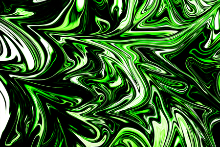 Liquify Abstract Pattern With UFO Green And Black Graphics Color Art Form. Digital Background With Liquifying Poisonous UFO Green Flowの写真素材