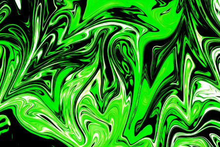 Liquify Abstract Pattern With UFO Green And Black Graphics Color Art Form. Digital Background With Liquifying Poisonous UFO Green Flowの写真素材