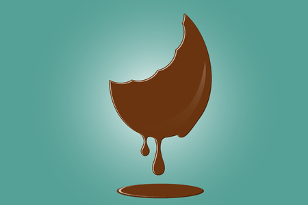 Bitten and melting chocolate egg. Flat style logo vector.のイラスト素材