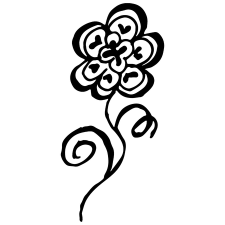 Engraved Vector Hand Drawn Illustrations Of Abstract Rose Flower Isolated on White. Hand Drawn Sketch of a Flower.のイラスト素材