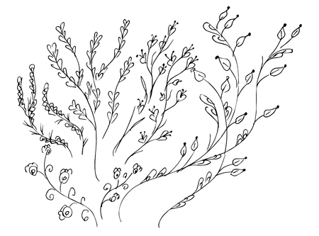 Hand Drawn Vector Illustrations Of Abstract Set of Flowers Isolated on White. Hand Drawn Sketch of a Flowers.のイラスト素材