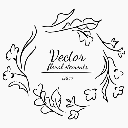 Wreath of flowers on a white background.vector illustration. Vector floral elementsのイラスト素材