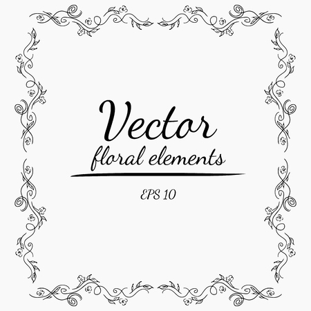 Wreath of roses flowers branch on a gray background. Hand drawn vector illustration. Vector floral elementsのイラスト素材