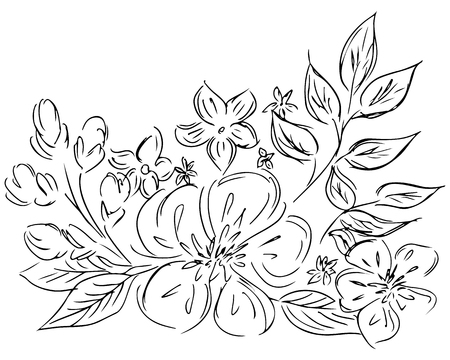Illustrations Of Abstract Set of Flowers Isolated on White.の写真素材