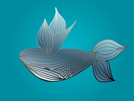 Abstract hand drawn of blue whale. Vector illustration. Outline. Line art. Sketchのイラスト素材