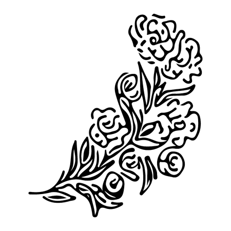 Abstract hand drawn rose flower isolated on white background. Rose flower vector outline icon. Line art.のイラスト素材