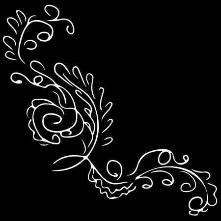 Abstract wildflower outline icon isolated on black background. Hand Drawn vector illustration. Wildflower logo.のイラスト素材