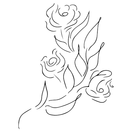 Abstract hand drawn rose flower isolated on white background. Rose flower vector outline icon. Line art. Sketch.のイラスト素材