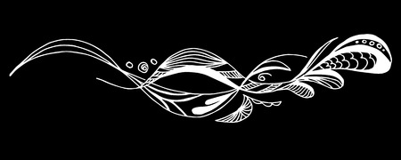 Abstract wildflowers outline icon isolated on black background.のイラスト素材