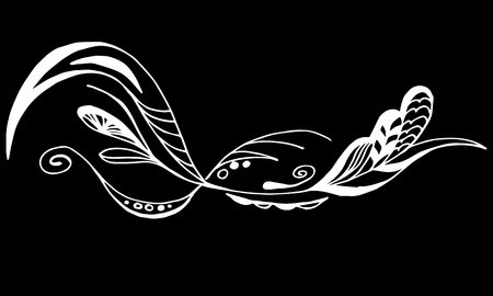 Abstract wildflowers outline icon isolated on black background. Hand Drawn vector illustration.のイラスト素材