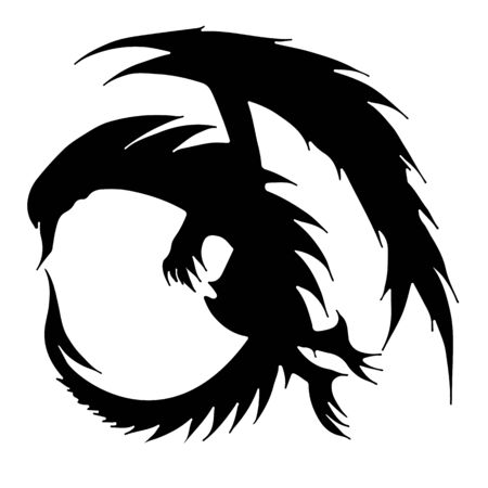 Hand drawn vector dragon illustration isolated on white background. Fantastic dragon icon. Freehand mythology aminal. Fantasy outline illustration.のイラスト素材