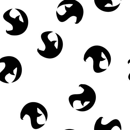 Seamless pattern of hand drawn vector eagle isolated on white background. Fantastic dragon icon. Freehand seamless silhouette of mythology aminal. Fantasy outline illustration.のイラスト素材